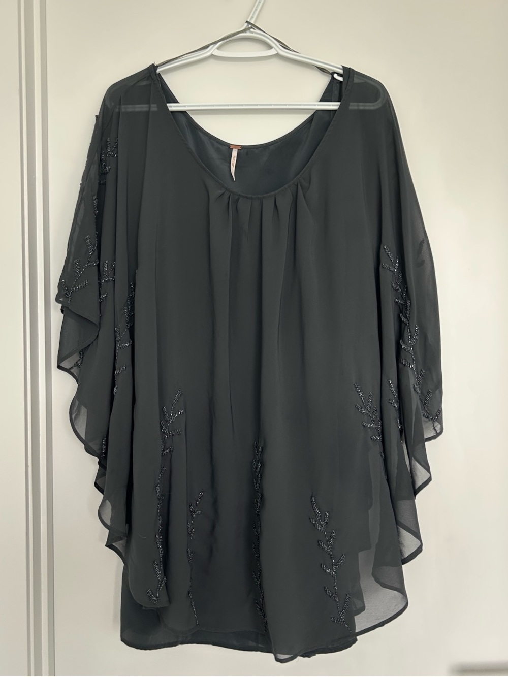 Free people beaded cape overlay dress